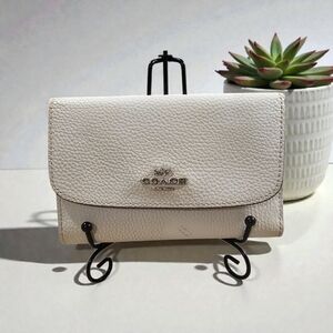 Coach Mini Essential Cream Leather Trifold Wallet with Dust Bag
